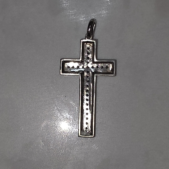 Silver Cross Pendant with Diamonds - Picture 2 of 5
